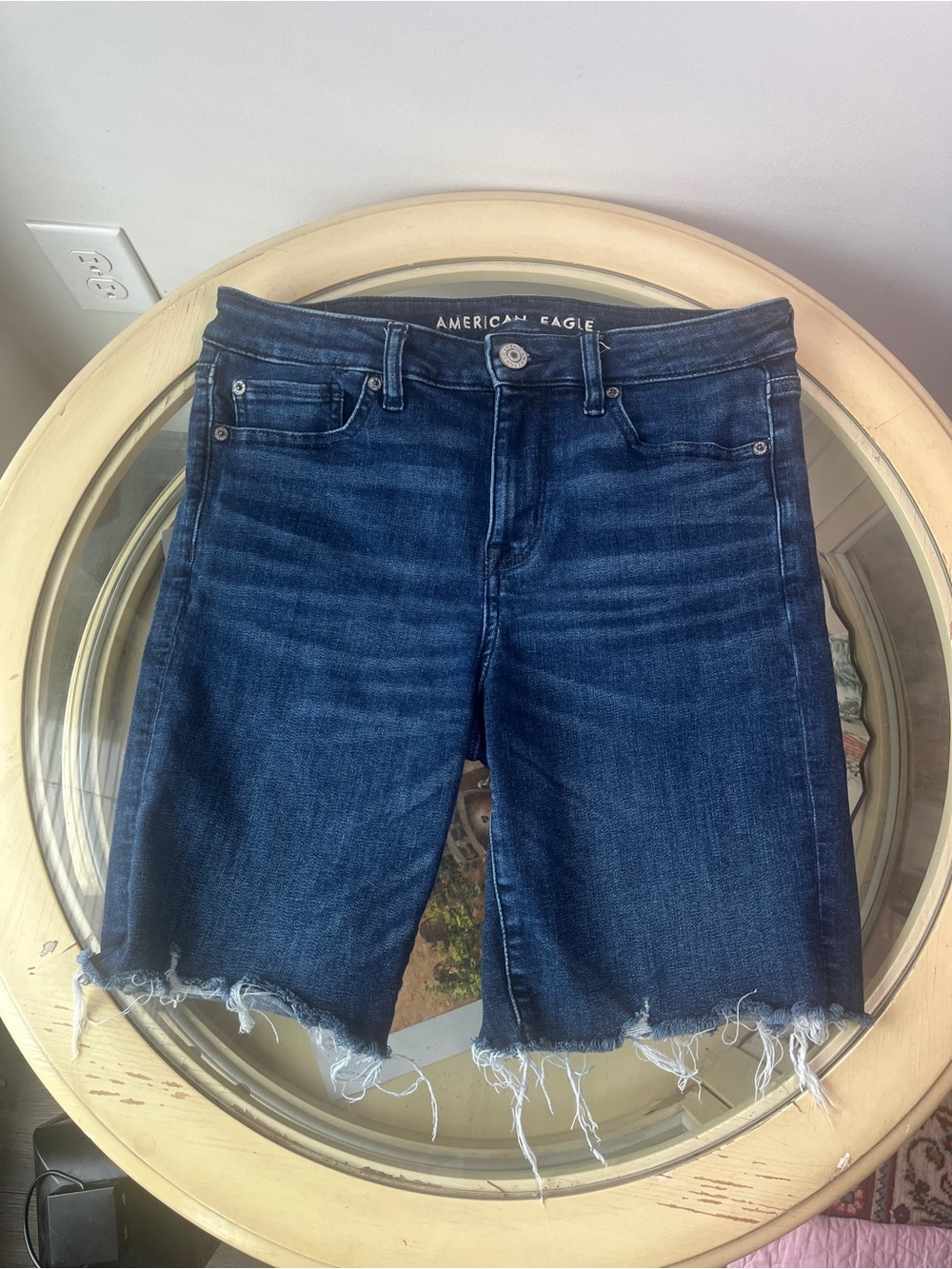 American Eagle Outfitters Dark Blue Denim Boyfriend Bermuda Shorts